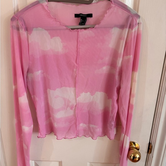 Forever 21 Pink Cloud Print Blouse - Picture 4 of 5